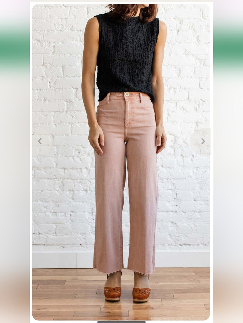 OAT New York High-Rise Wide Leg Raw Hem Jeans in Dusty Rose - Picture 1 of 8